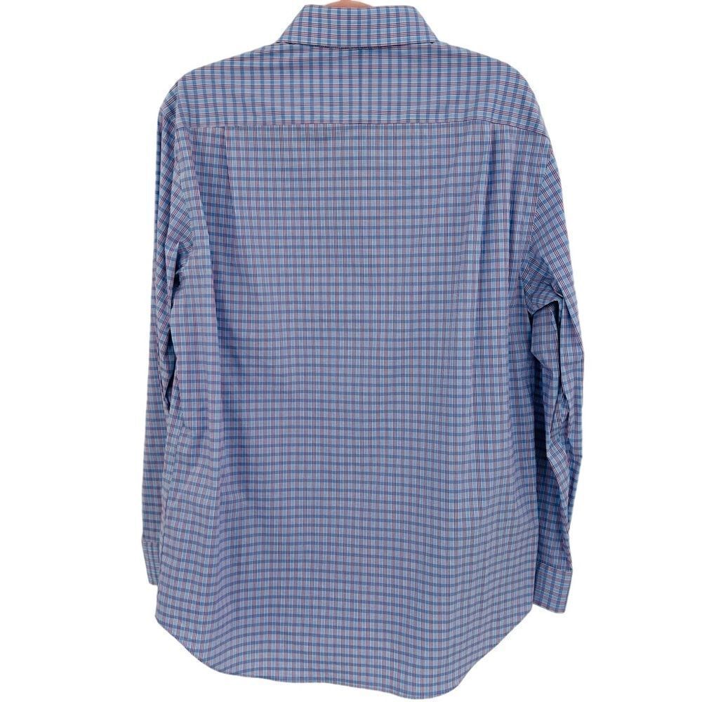 Jos. A. Bank blue plaid non-iron stretch slim fit dress shirt size 16.5 - Picture 3 of 5